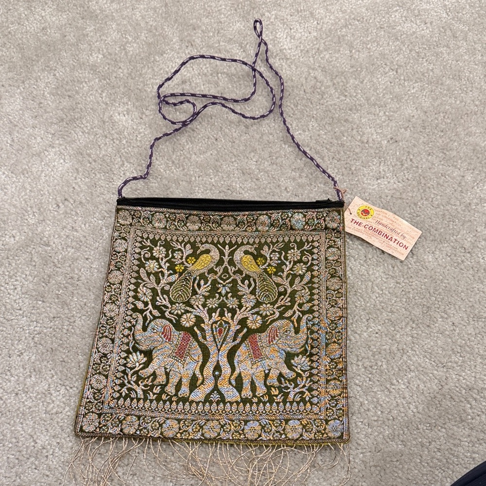 Embroidered Green and Gold Women's Bag